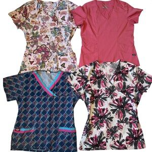 Set of (4) Nurse Scrubs Uniforms Tops Size Small